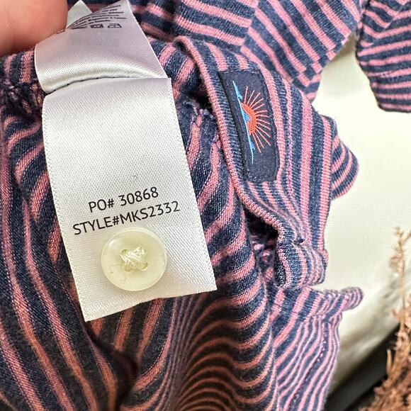 FAHERTY Movement Short Sleeve Performance Polo Stripe Pink Blue Sz L {II7} - Picture 6 of 6